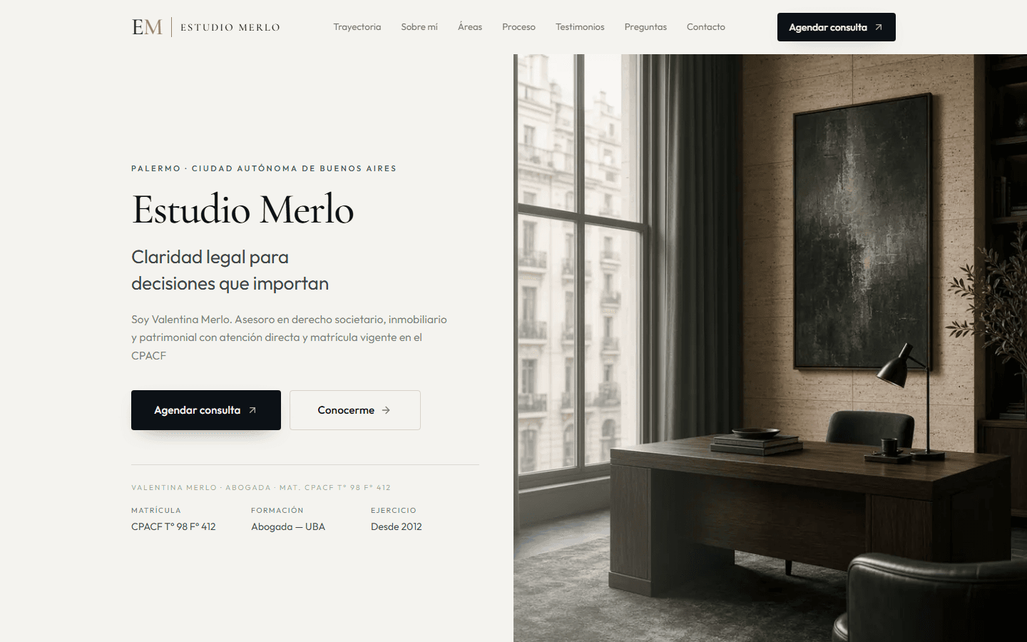 Sitio web de Estudio Merlo, derecho corporativo e inmobiliario en Buenos Aires