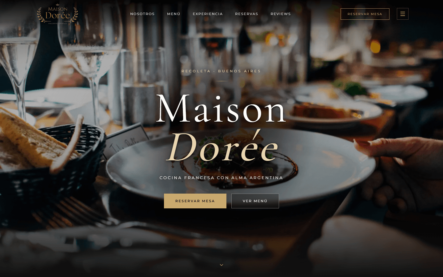 Sitio web de Maison Dorée, restaurante de fine dining en Recoleta, Buenos Aires